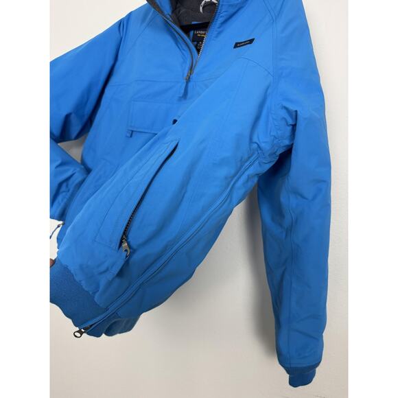 Lands' End Jacket Mens Medium Blue The Squall Hooded Half Zip Anorak Fleece - Picture 15 of 16